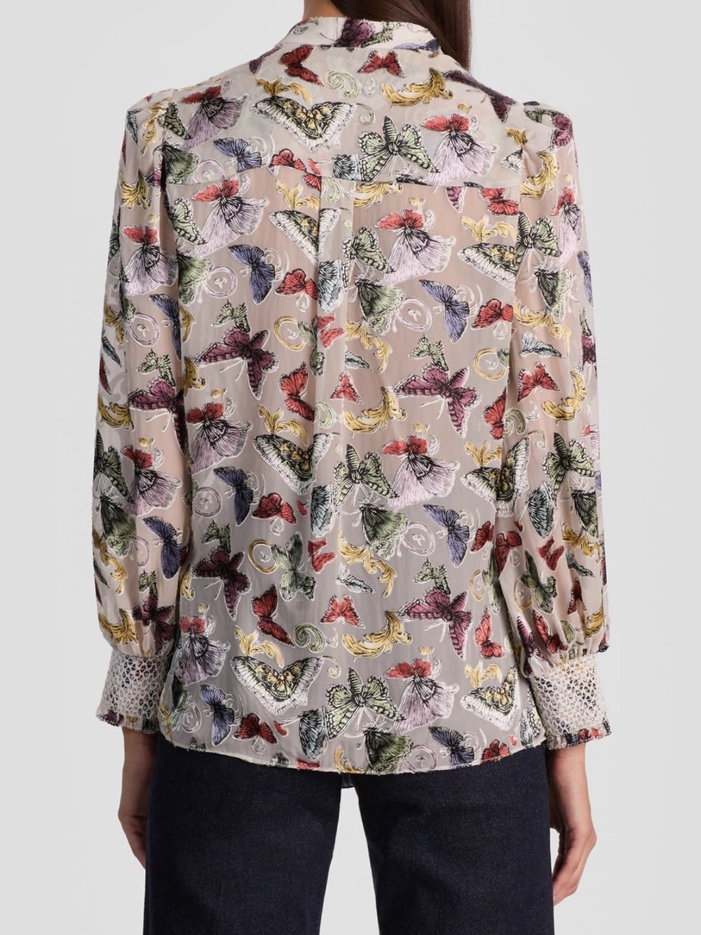 Alice + Olivia Multicolor Butterfly Surplice Blouse - Cream - Picture 2 of 3